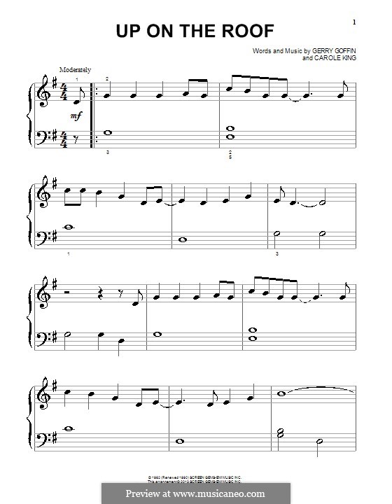 Up on the Roof (The Drifters): For piano by Carole King, Gerry Goffin