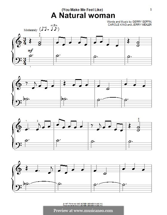 (You Make Me Feel Like) A Natural Woman (Aretha Franklin): For piano by Carole King, Gerry Goffin, Jerry Wexler