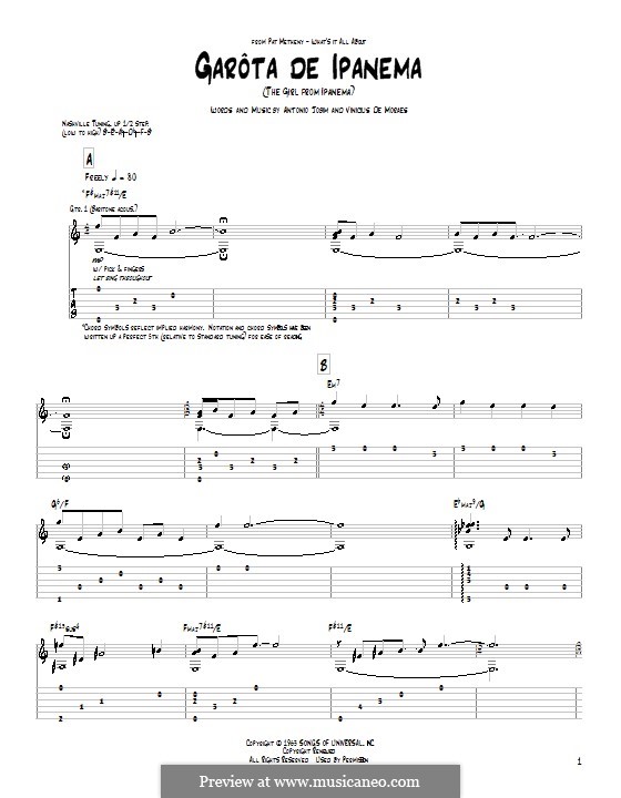 Guitar version: For a single performer by Antonio Carlos Jobim