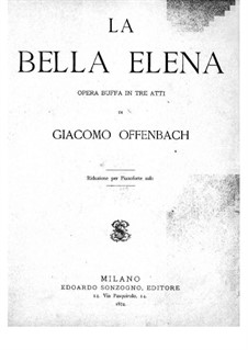 La belle Hélène (The Beautiful Helen): Act I, for piano by Jacques Offenbach