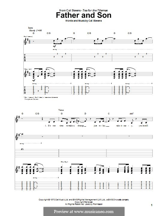 Father and Son (Boyzone): For guitar with tab by Cat Stevens