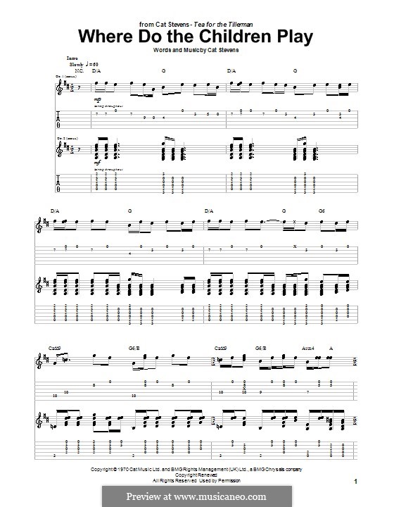 Where Do the Children Play?: For guitar with tab by Cat Stevens