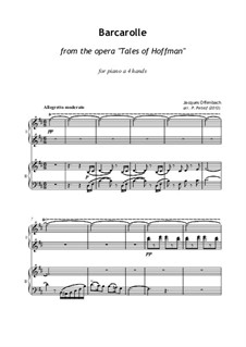Barcarole: Version for piano four hands by Jacques Offenbach