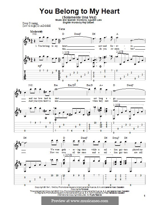 You Belong To My Heart (Solamente Una Vez): For guitar with tab by Agustin Lara
