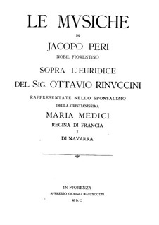 Euridice: Piano-vocal score by Jacopo Peri