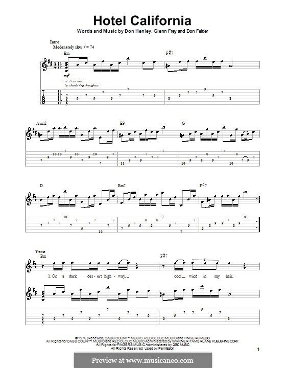 Hotel California (The Eagles): For guitar with tab by Don Felder, Don Henley, Glen Frey