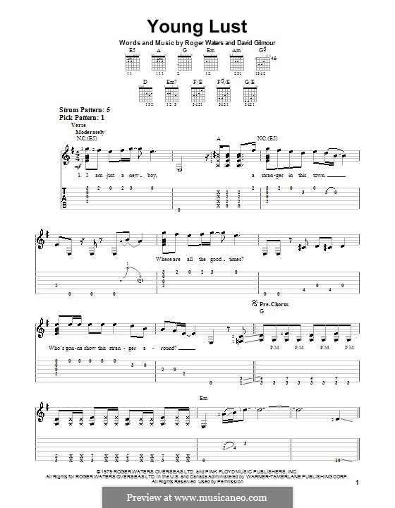 Young Lust (Pink Floyd): For guitar with tab by David Gilmour, Roger Waters