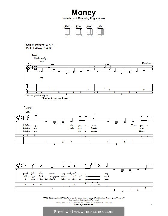 Money (Pink Floyd): For guitar with tab by Roger Waters