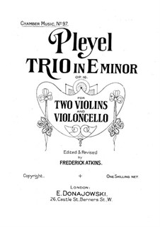 String Trio in E Minor, Op.16: Cello part by Ignaz Pleyel