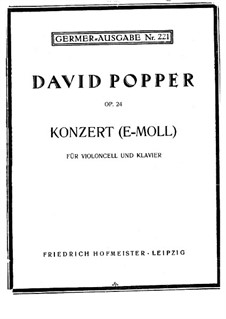 Concerto for Cello and Orchestra No.2 in E Minor, Op.24: Score for cello and piano by David Popper