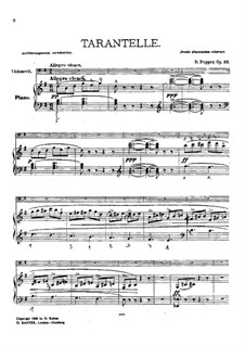 Tarantella for Cello and Piano, Op.33: Score by David Popper