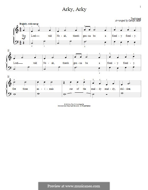 Arky, Arky by C. Miller - sheet music on MusicaNeo