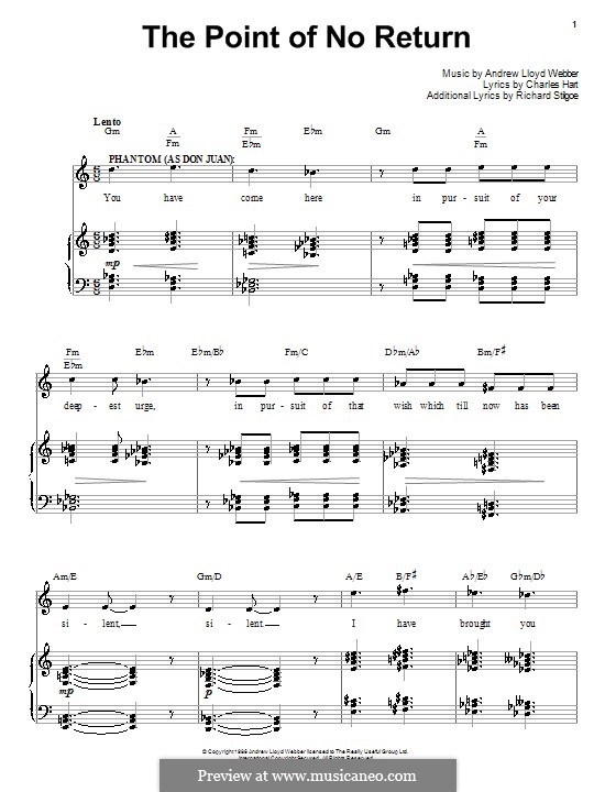The Point of No Return: For voice and piano by Andrew Lloyd Webber