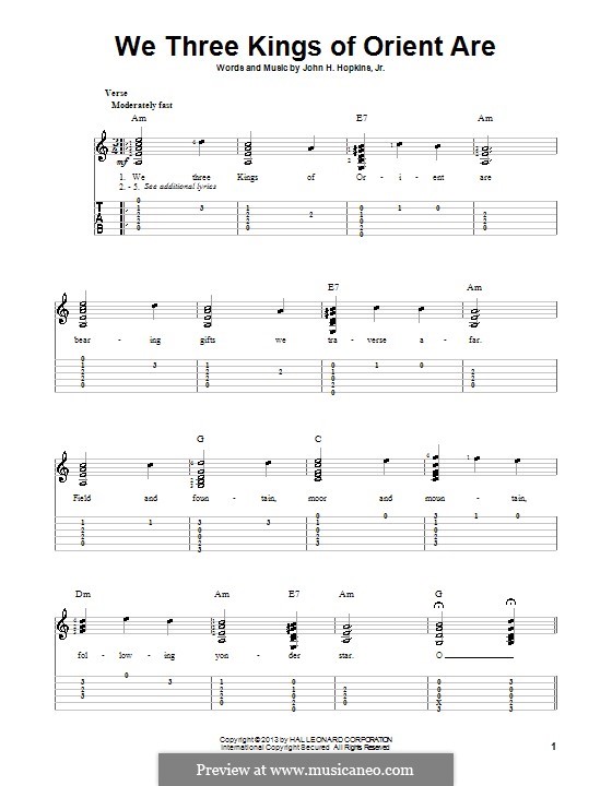 Instrumental version: For guitar with tabulature by John H. Hopkins Jr.