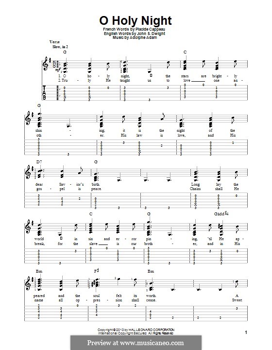 O Holy Night (Printable Scores) by A. Adam sheet music on MusicaNeo