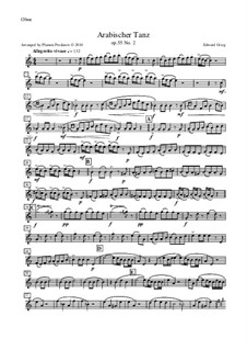 Suite No.2. Arabian Dance: For oboe, cor anglais, violin and double bass – oboe part by Edvard Grieg