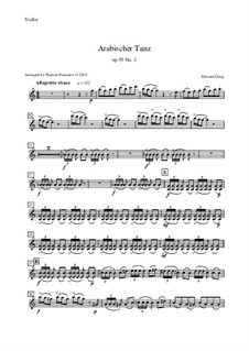 Suite No.2. Arabian Dance: For oboe, cor anglais, violin and double bass – violin part by Edvard Grieg