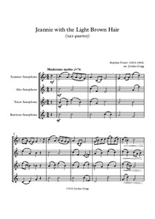 Jeanie with the Light Brown Hair: For saxophone quartet by Stephen Collins Foster