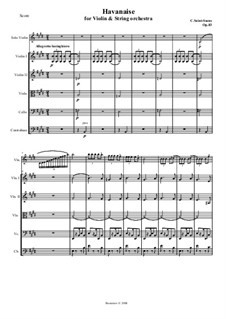 Havanaise, Op.83: Score for violin and string orchestra by Camille Saint-Saëns