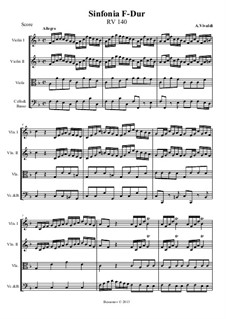 Sinfonia in F Major, RV 140: Score, parts by Antonio Vivaldi