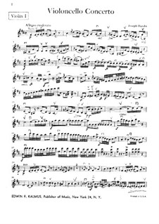 Concerto for Cello and Orchestra No.2 in D Major, Hob.VIIb/2: Violin I part by Joseph Haydn
