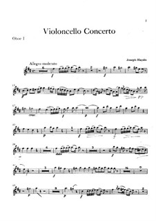 Concerto for Cello and Orchestra No.2 in D Major, Hob.VIIb/2: Oboe I part by Joseph Haydn