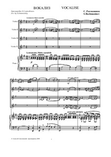 Vocalise, Op.34 No.14: For violin ensemble and piano by Sergei Rachmaninoff