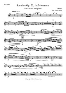 Three Sonatinas for Piano, Op.20: Sonatina No.1. Movement I, for clarinet and piano by Friedrich Kuhlau