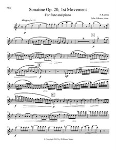 Three Sonatinas for Piano, Op.20: Sonatina No.1. Movement I, for flute and piano by Friedrich Kuhlau