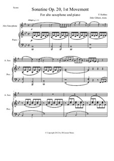 Three Sonatinas for Piano, Op.20: Sonatina No.1. Movement I, for alto saxophone and piano by Friedrich Kuhlau