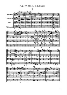 String Quartet No.66 in G Major, Hob.III/81 Op.77 No.1: Full score by Joseph Haydn