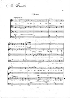 Twelve Choruses, Op.27: No.2 'Evening' by Sergei Taneyev