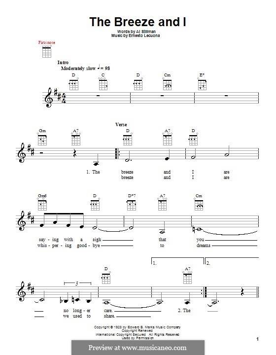 The Breeze and I: For ukulele by Ernesto Lecuona
