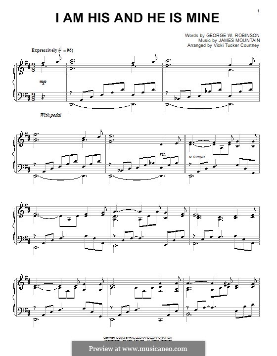 I am His and He Is Mine: For piano by James Mountain