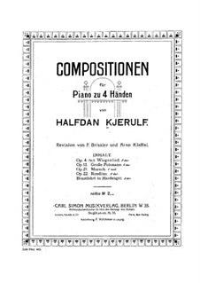 Three Pieces, Op.4: No.3 Cradle Song for piano four hands by Halfdan Kjerulf