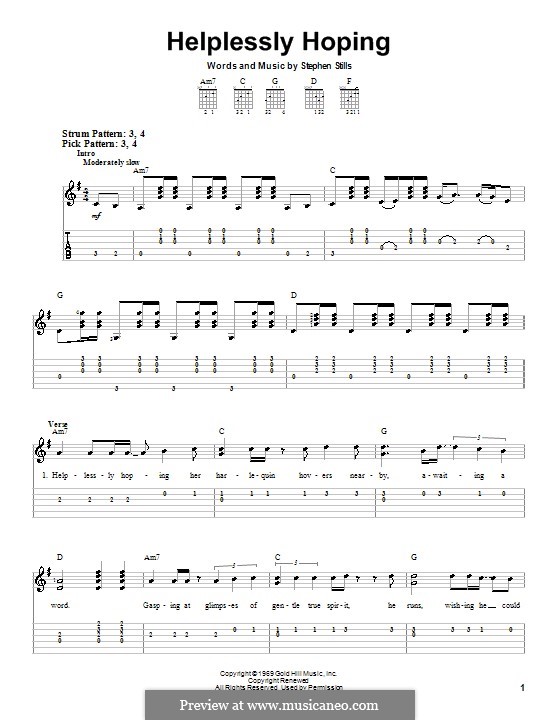 Helplessly Hoping (Crosby, Stills & Nash): For guitar with tab by Stephen Stills