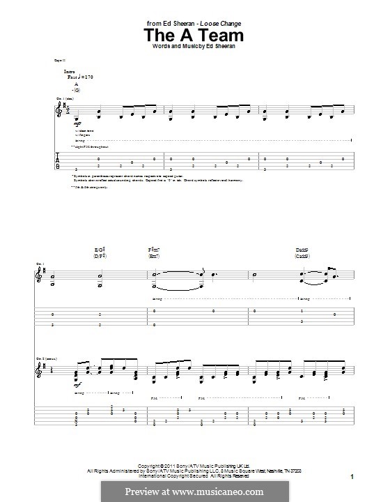 The a Team: For guitar with tab by Ed Sheeran