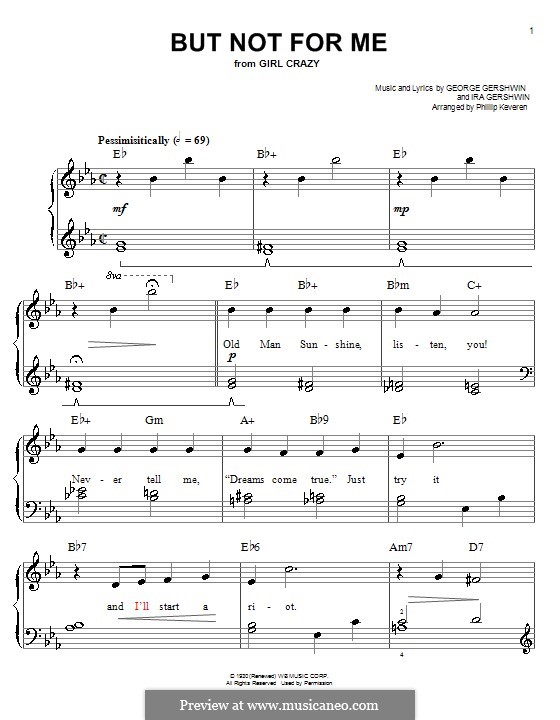 But not for Me: For piano by George Gershwin
