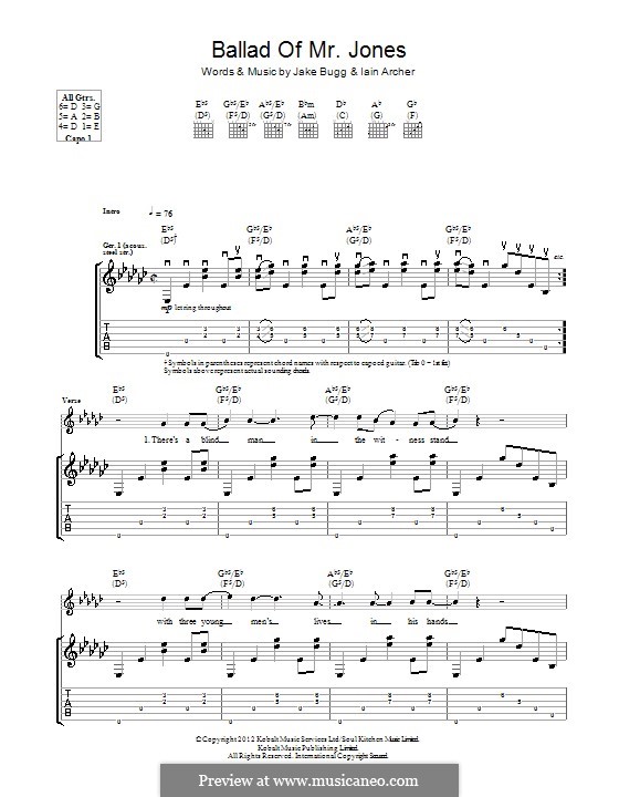 Ballad of Mr. Jones by I. Archer, J. Bugg - sheet music on MusicaNeo
