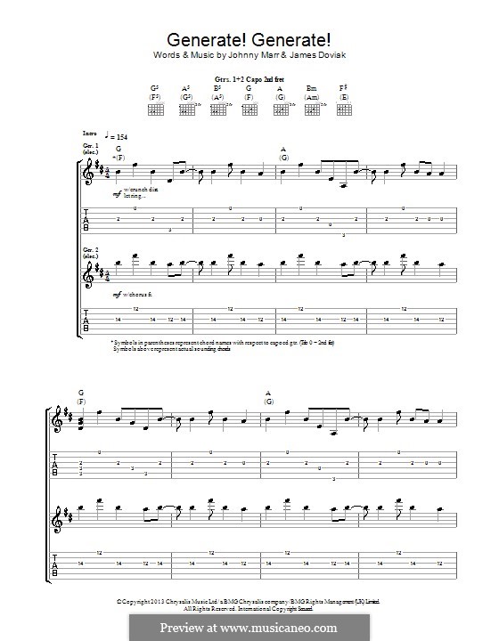 Generate! Generate!: For guitar with tab by Johnny Marr, James Doviak