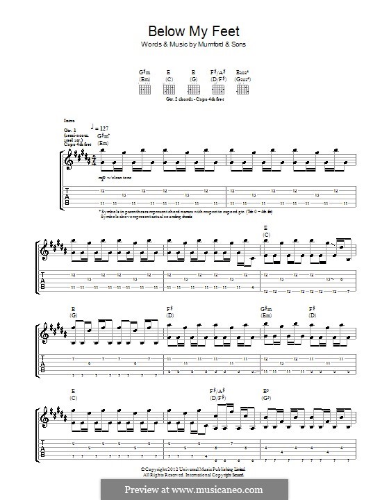 Below My Feet (Mumford & Sons): For guitar with tab by Marcus Mumford