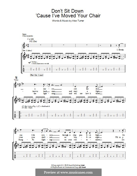 Don't Sit Down 'Cause I've Moved Your Chair (Arctic Monkeys): For guitar with tab by Alex Turner