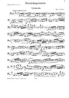 String Quintet: Cello part by Hans Koessler