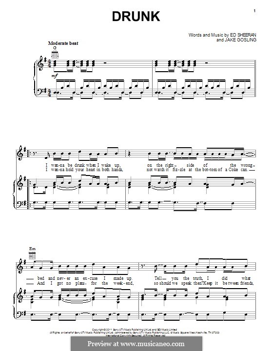 Drunk: For voice and piano (or guitar) by Ed Sheeran, Jake Gosling