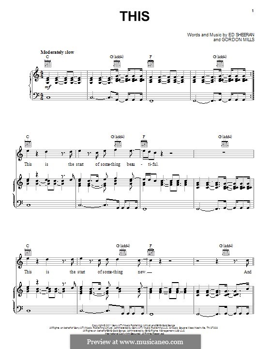 This: For voice and piano (or guitar) by Ed Sheeran, Gordon Mills