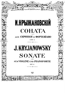 Sonata for Violin and Piano in E Minor, Op.4: Score by Ivan Kryzhanovsky