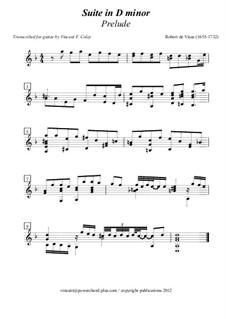 Suite for Guitar (D Minor): For guitar (transcribed by V.F. Coley) by Robert de Visée