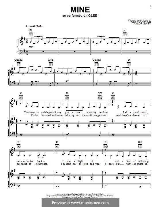 Mine: For voice and piano (or guitar) by Taylor Swift