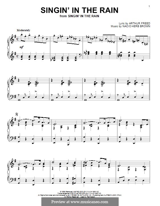 Singin' in the Rain (Gene Kelly): For piano by Nacio Herb Brown