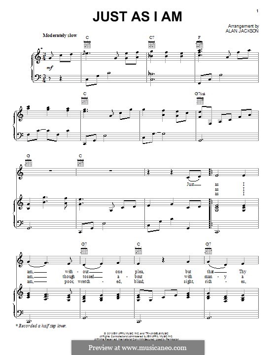 Just as I am: For voice and piano (or guitar) by William Batchelder Bradbury